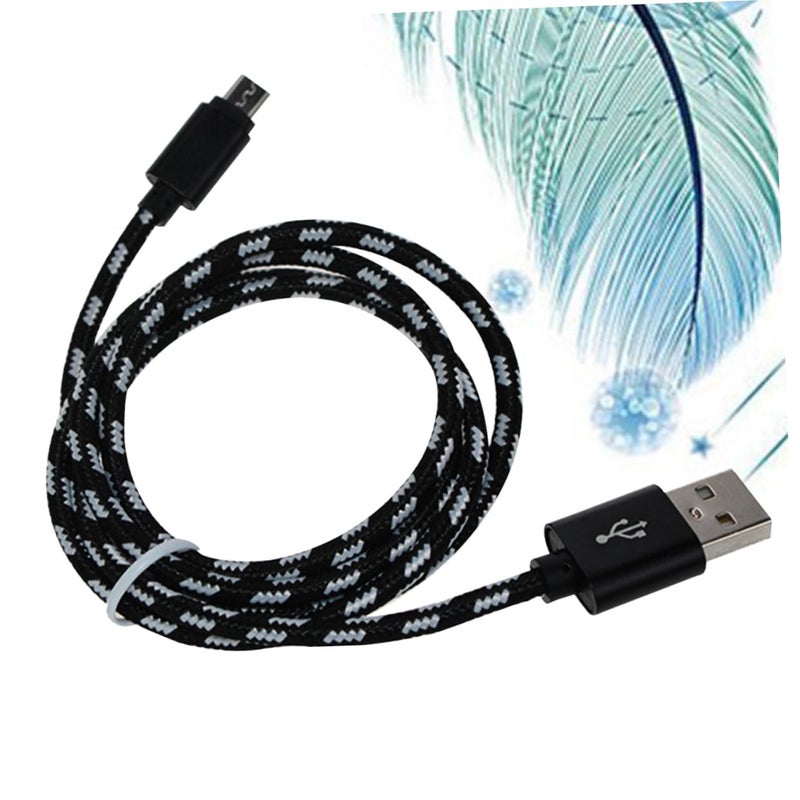 كابل USB POPETPOP 2A نايلون للشحن السريع متوافق مع الهواتف والأجهزة اللوحية باللون الأسود - Image 4